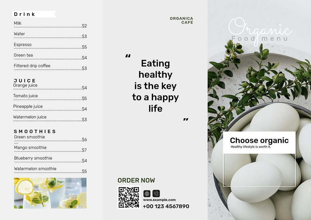 Organic food brochure template, editable design