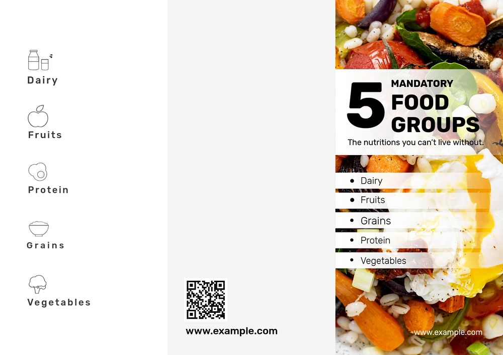 Food groups brochure template, editable design