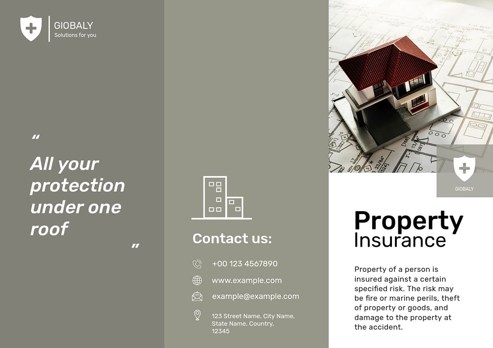 Property insurance brochure template, mortgage plan