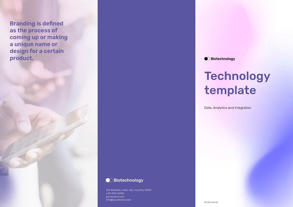 Technology company tri-fold brochure template, editable design