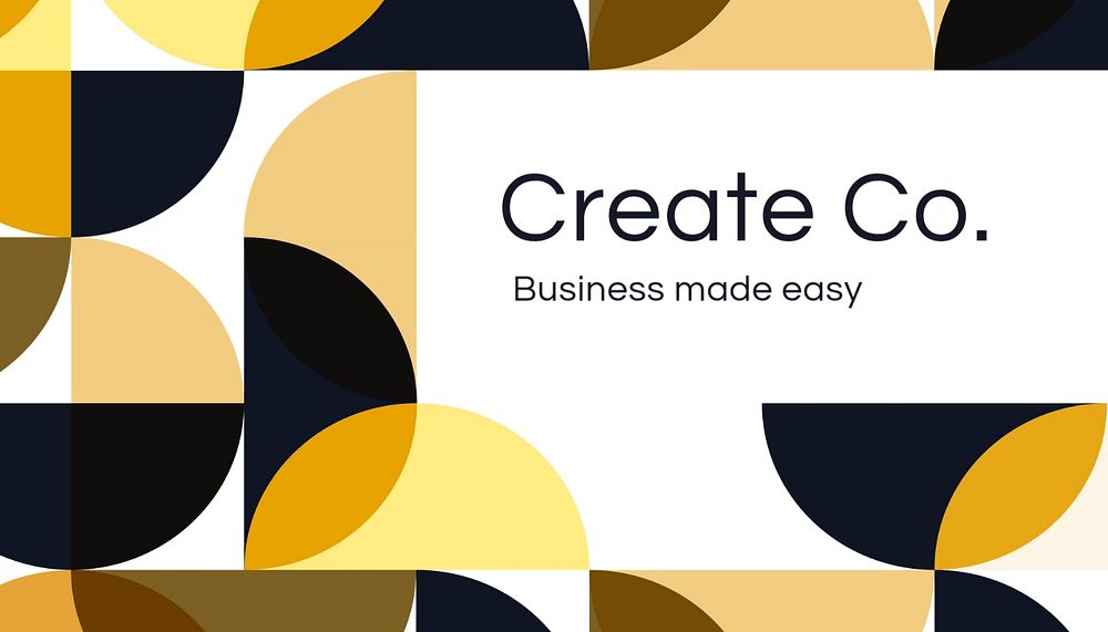 Yellow Bauhaus business card template, customizable design