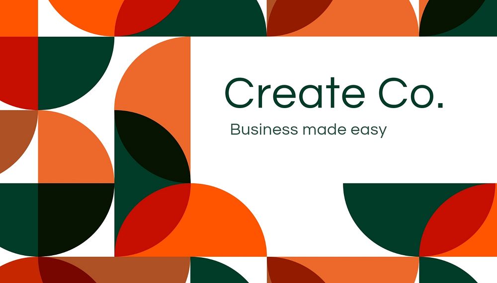 Orange Bauhaus business card template, customizable design