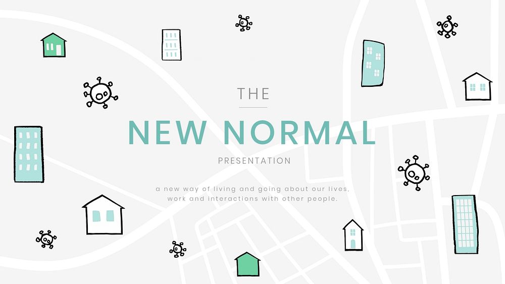 New normal infographic presentation template, editable Covid-19 doodle design