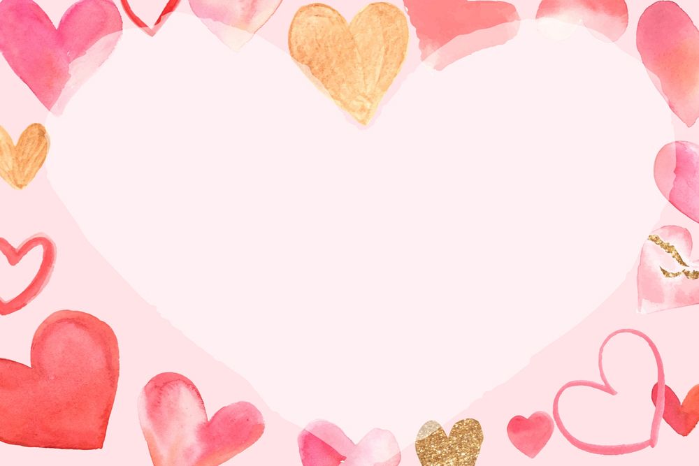 Pink watercolor heart background, editable design