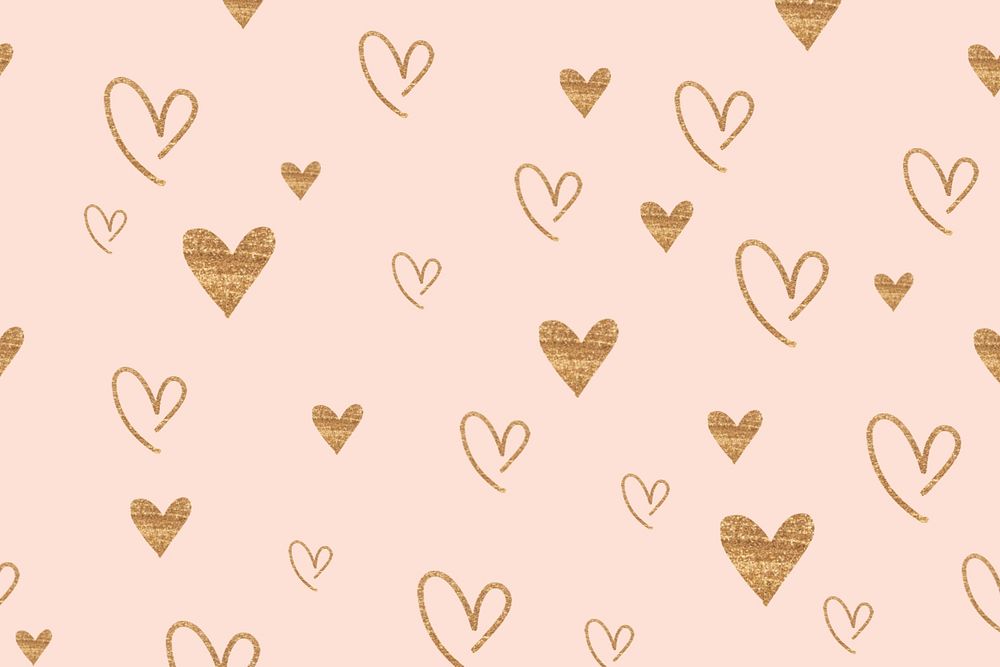 Gold heart pattern background, editable design