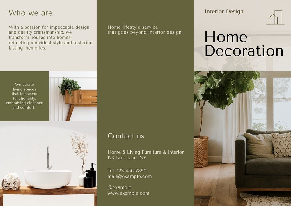 Home decoration brochure template, editable design