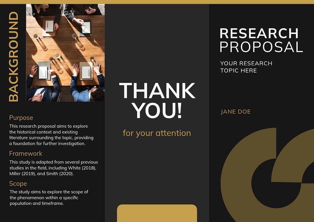 Research proposal brochure template, editable design