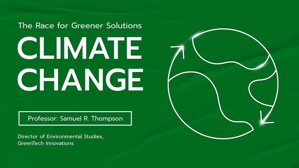 Climate change green presentation template, editable design