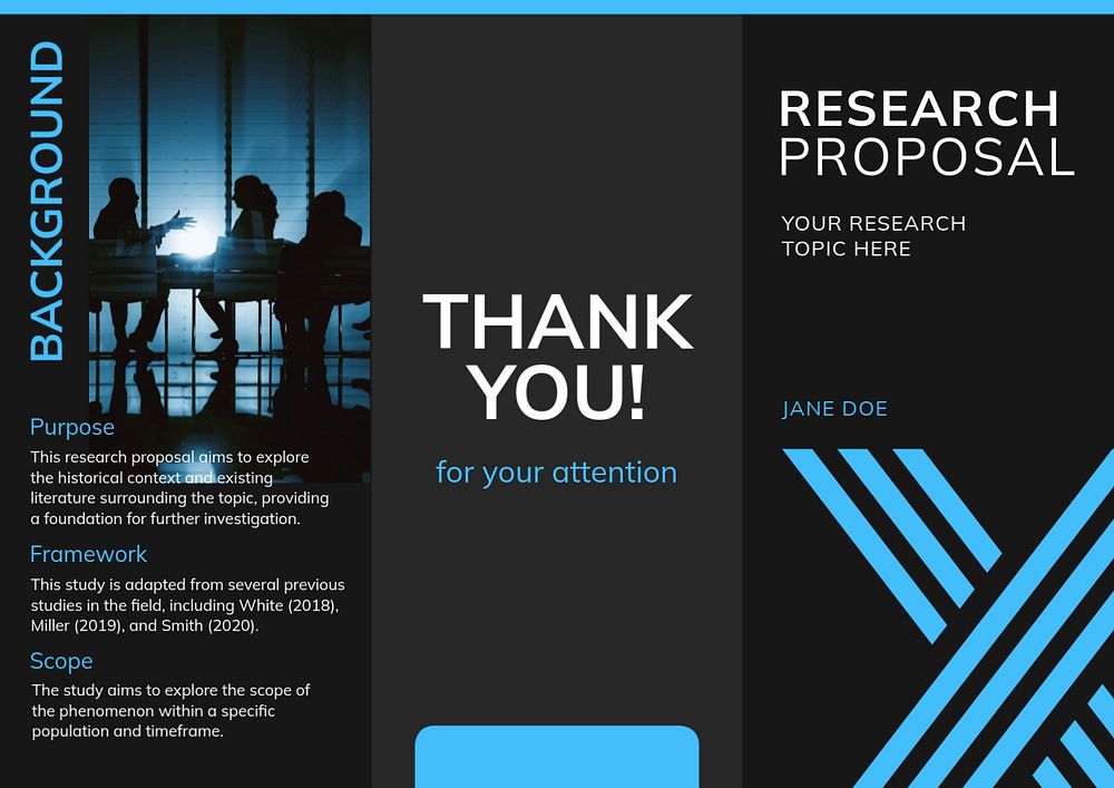 Research proposal brochure template, editable design