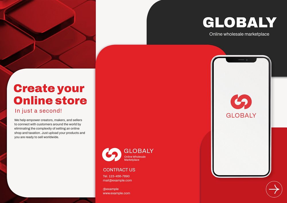 Marketplace application brochure template, editable design