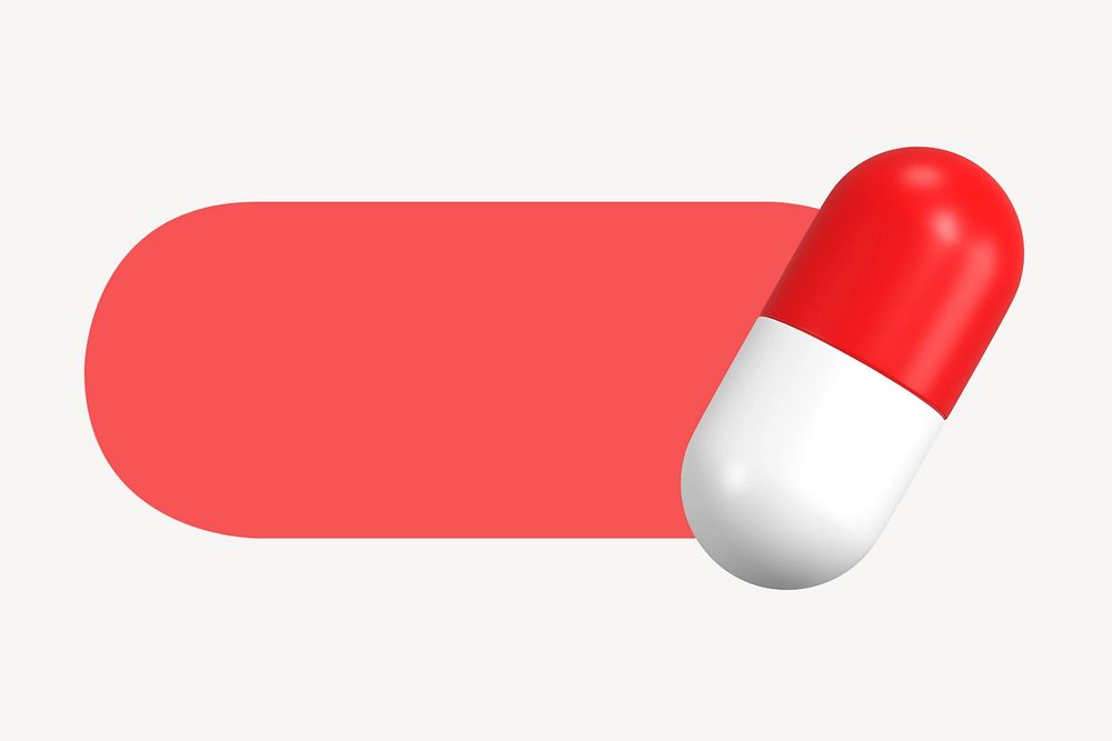 3D capsule medicine slide icon, editable design