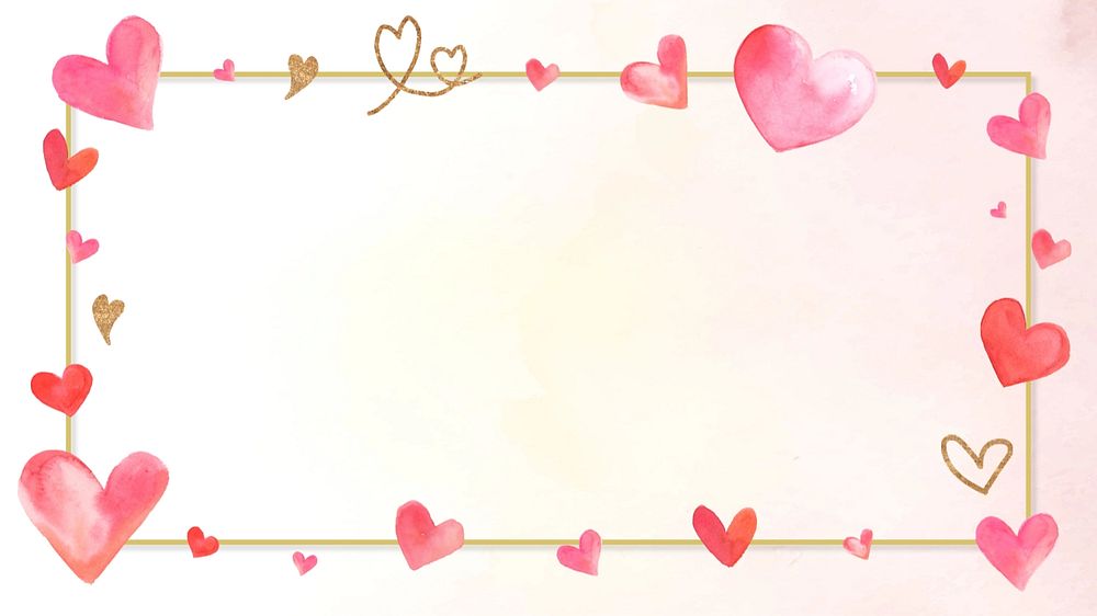 Watercolor heart frame, editable background