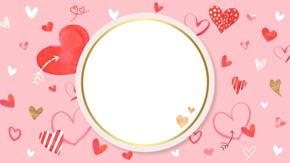 Watercolor heart frame, editable background