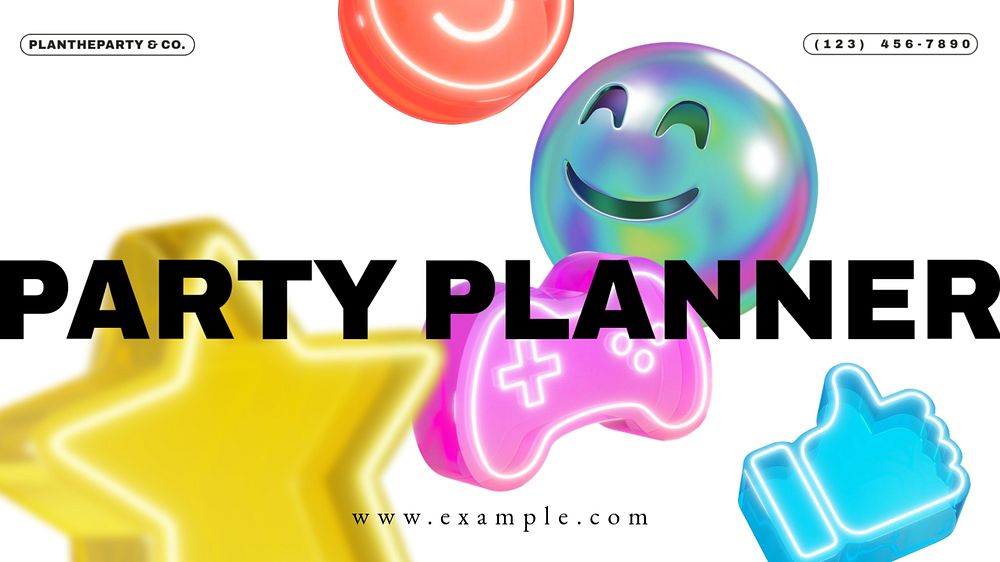 Colorful party planner presentation template, editable design