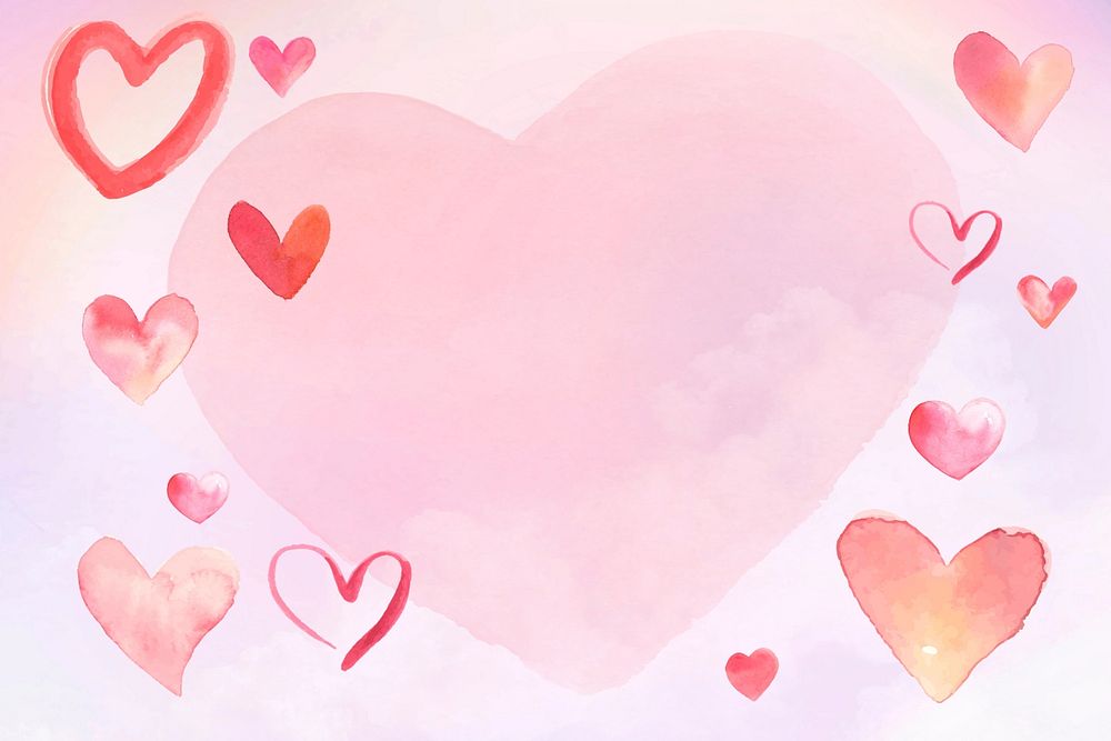 Cute watercolor Valentine's background, editable design