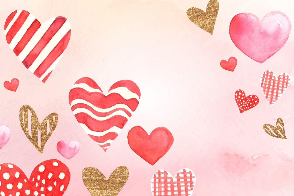 Pink watercolor heart background, editable design