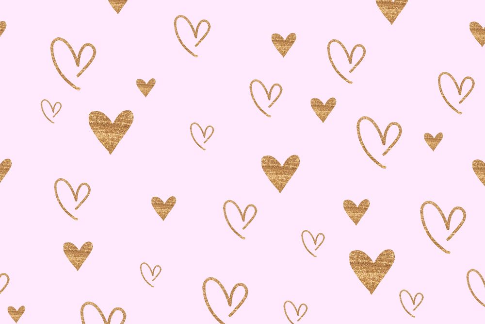 Gold heart pattern background, editable design