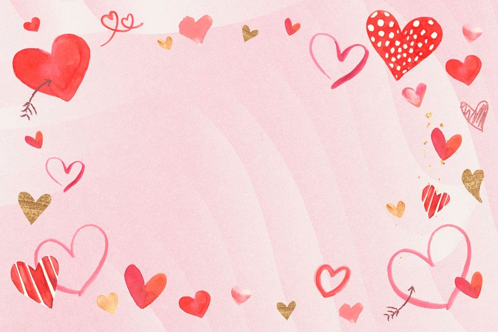 Pink watercolor heart background, editable design