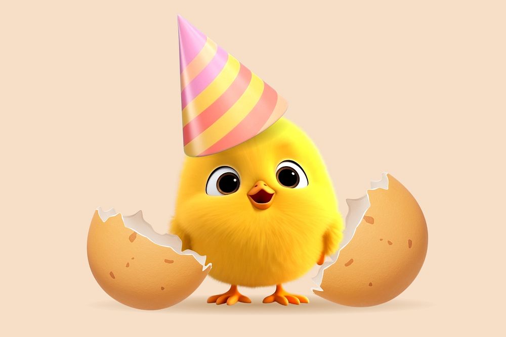 3D editable freshly hatched chicken remix