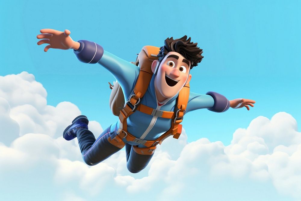 3D skydiving man, extreme sports  editable remix