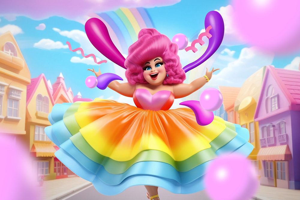 3D editable rainbow drag queen, LGBTQ remix