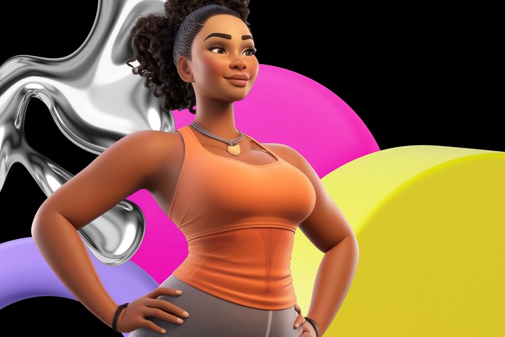 3D fit black woman  editable remix