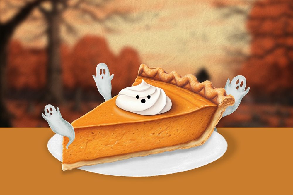 Editable pumpkin pie background, food digital art