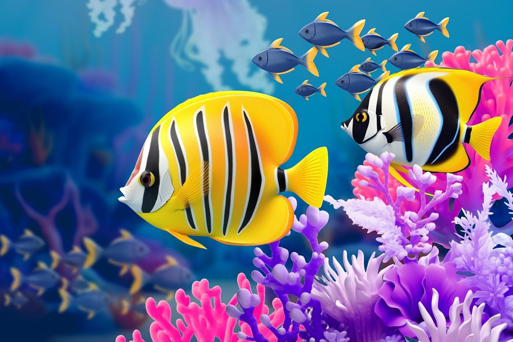 3D editable swimming angel fish remix