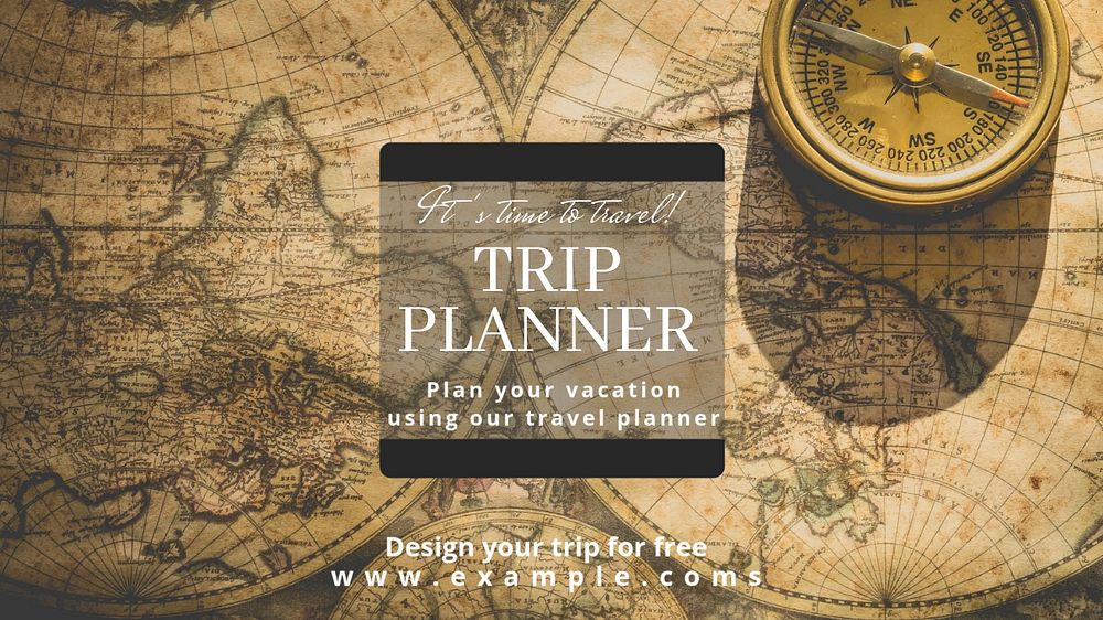 Trip planner  blog banner template, editable text