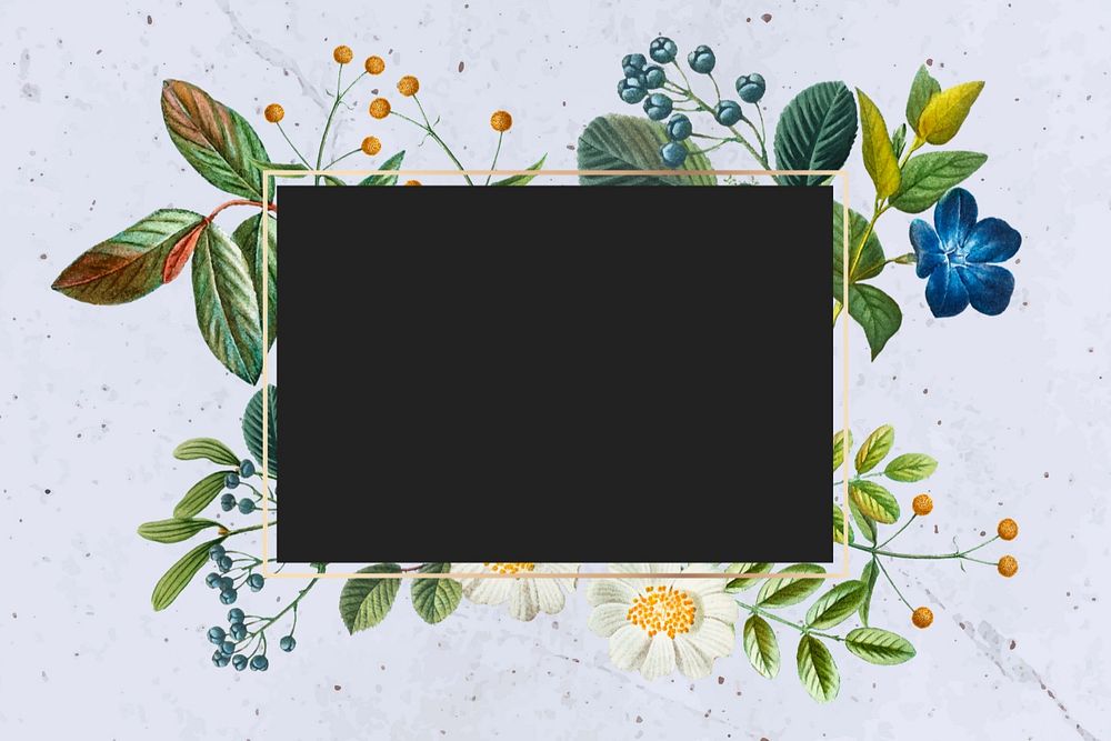 Floral botanical frame aesthetic background, editable design