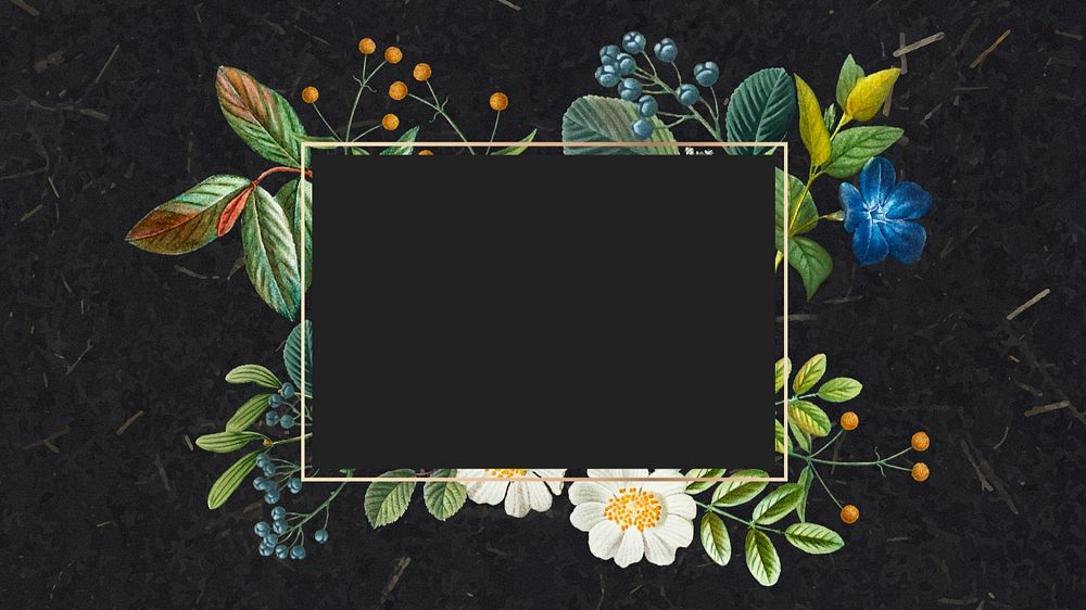 Floral botanical frame desktop wallpaper, editable design