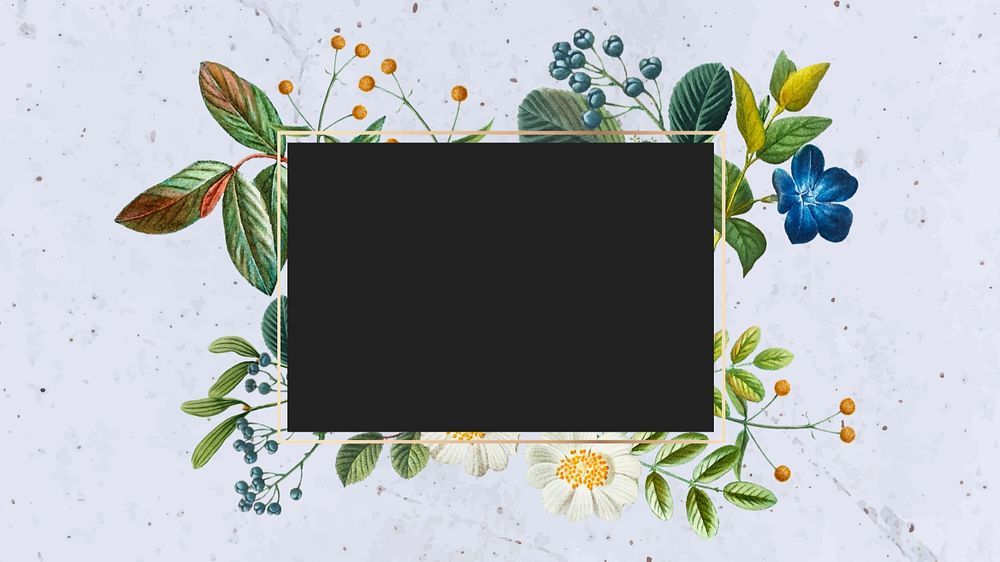 Floral botanical frame desktop wallpaper, editable design