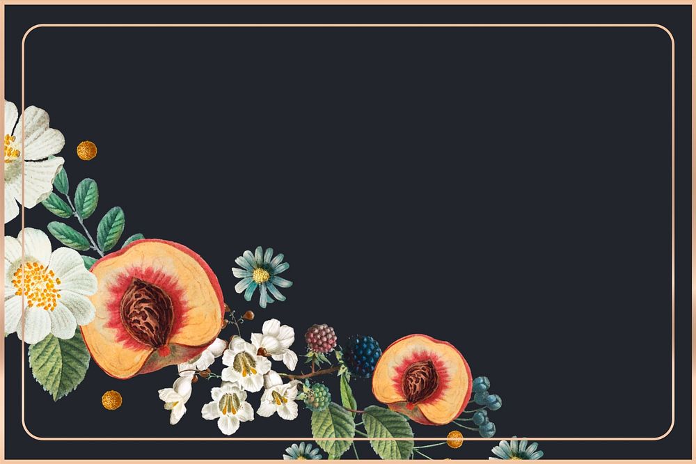 Flower peaches frame aesthetic background, editable design