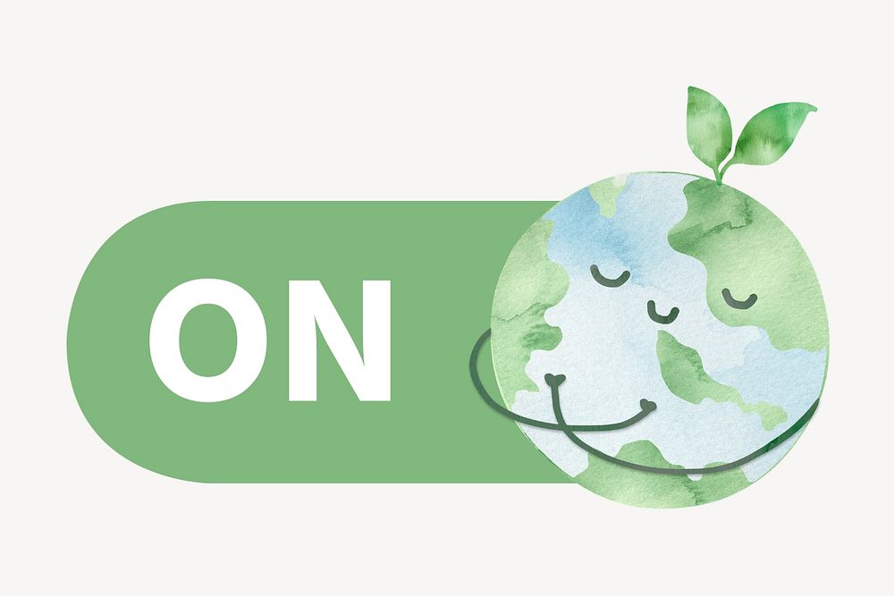 Green globe slide icon, editable design