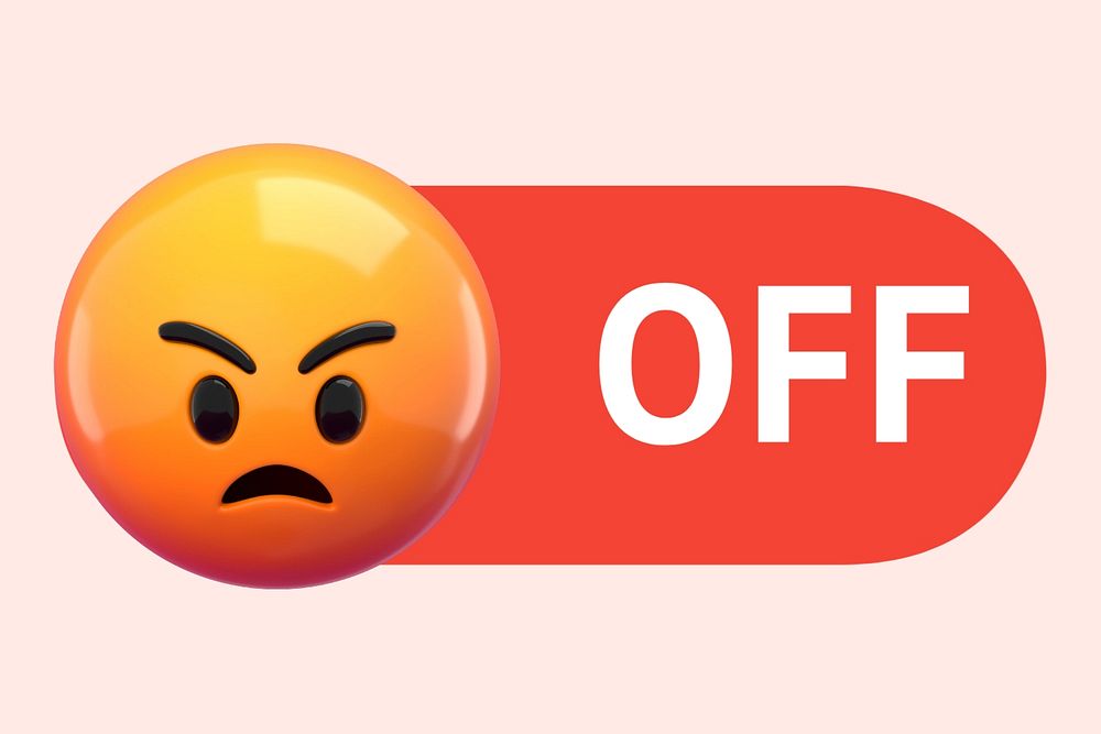 Angry emoticon slide icon, editable design