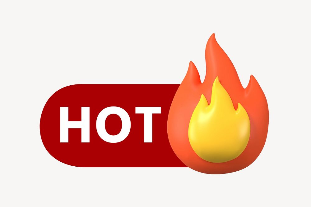 Hot flame 3D icon, editable design