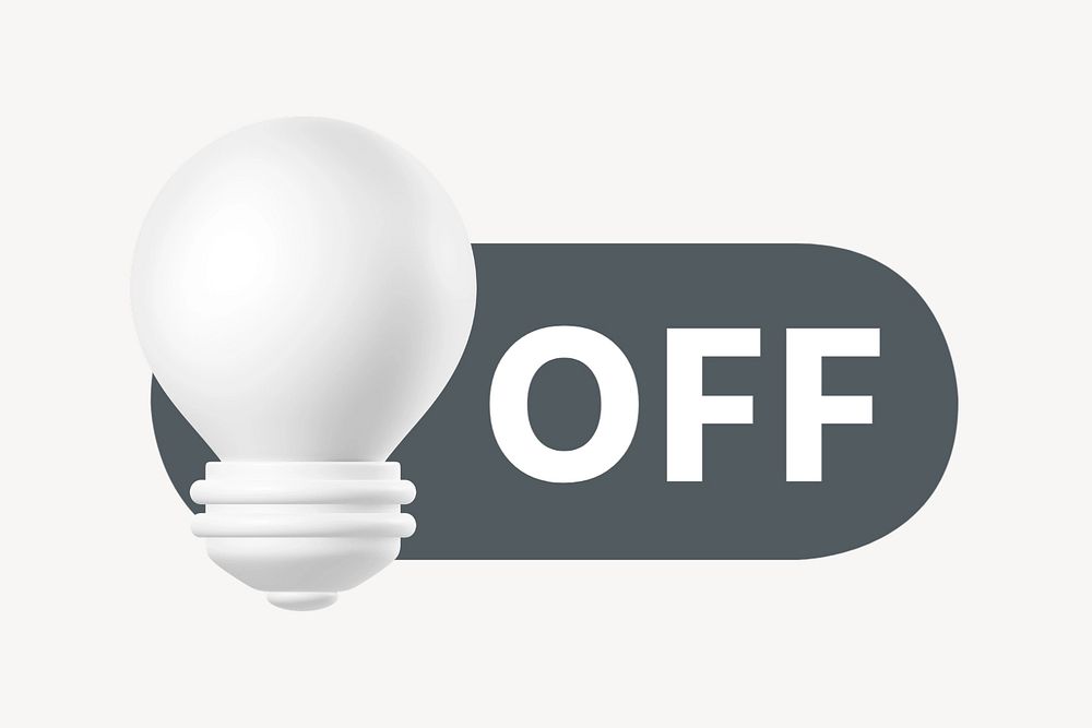 Off light bulb 3D icon, editable design