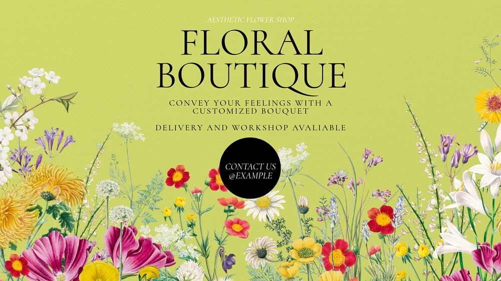 Floral boutique blog banner template, editable text