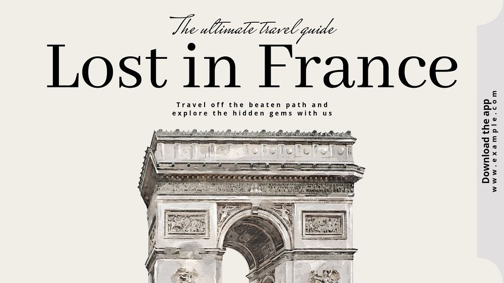 France travel guide  blog banner template, editable text