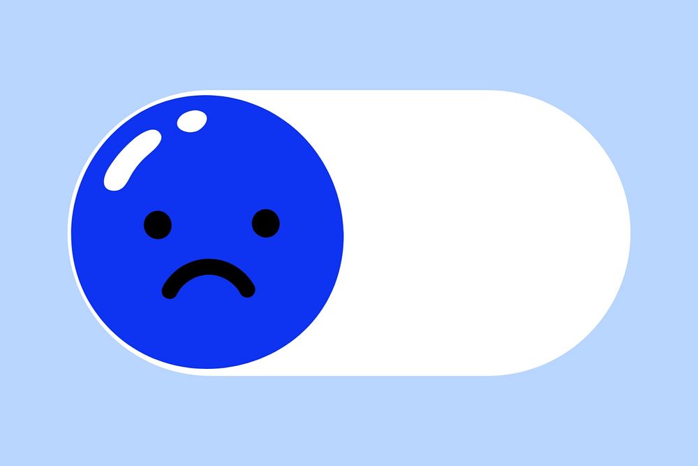 Sad emoticon slide icon, editable design