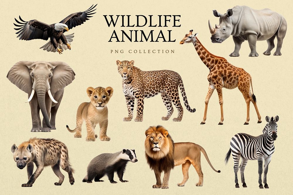 Wildlife animal isolated element set | Premium Editable Design - rawpixel