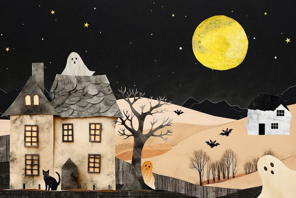 Halloween haunted house paper craft editable remix