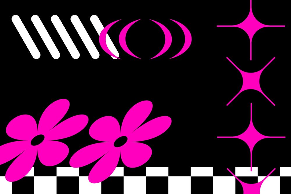 Abstract pink and black retro illustration, editable design