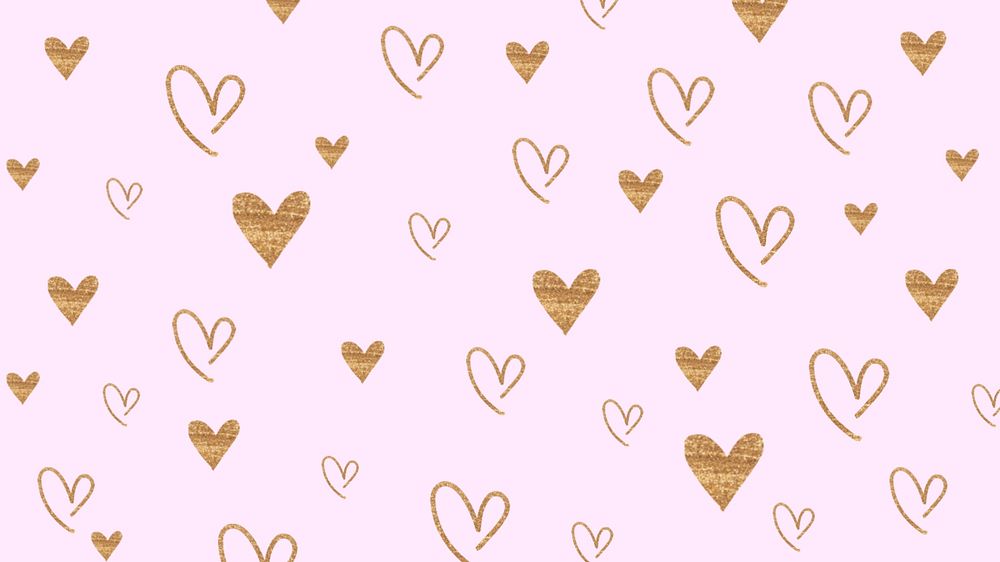 Gold heart pattern background, editable design