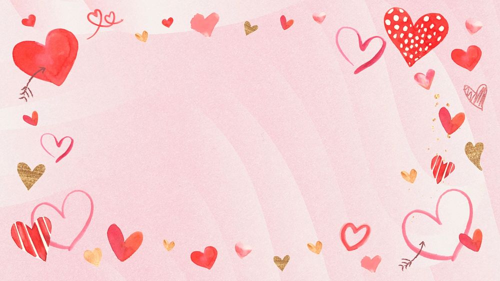 Pink watercolor Valentine's background, editable design