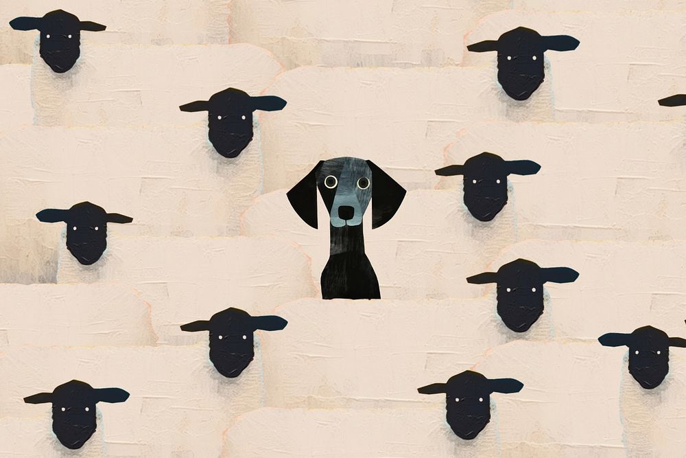 Cute dog and sheep paper craft editable remix