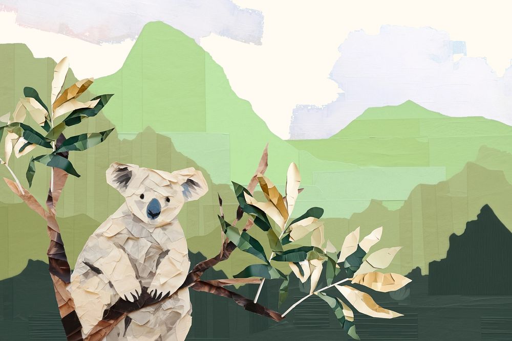 Cute koala, wild animal paper craft editable remix