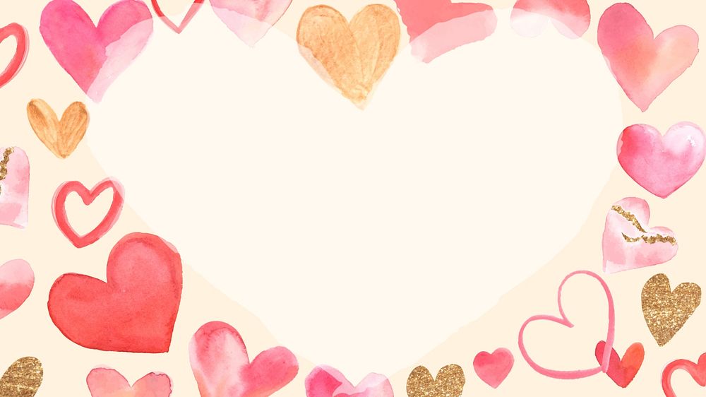 Cute watercolor Valentine's background, editable design