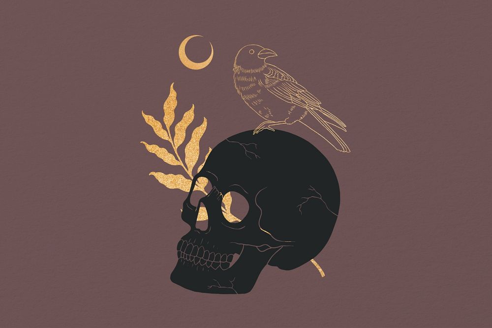 Death aesthetic, spiritual illustration remix, editable design