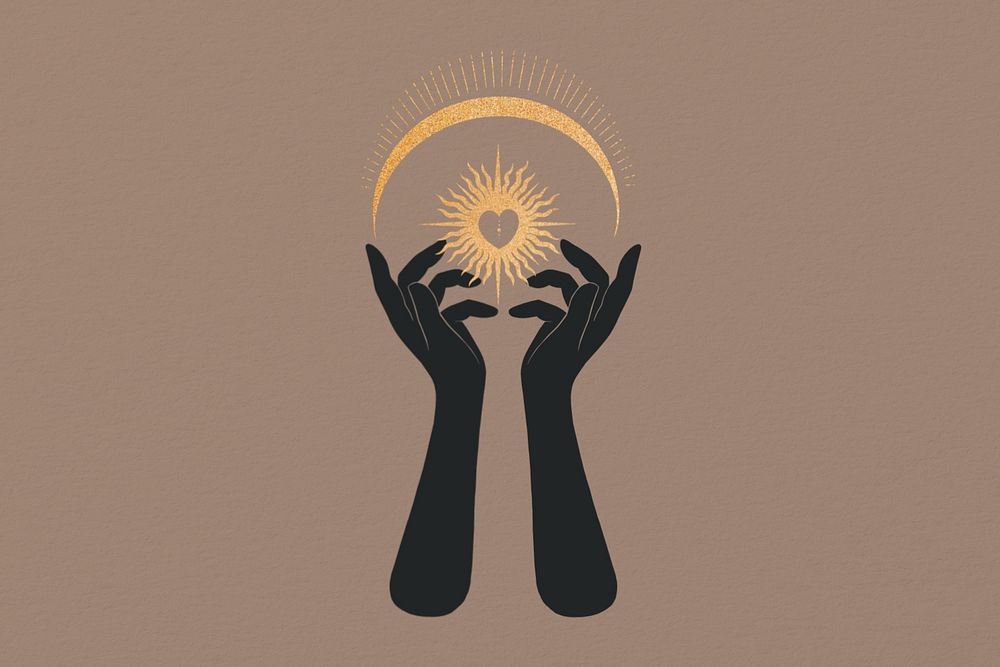 Lover hands, spiritual illustration remix, editable design